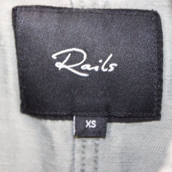 Rails Jacket Collins Olive Green Full Zip Snap Military Utility XS Linen Blend - Picture 2 of 3